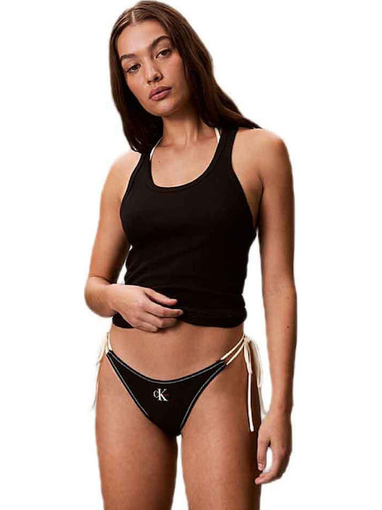 Bikini Slip with Laces Black