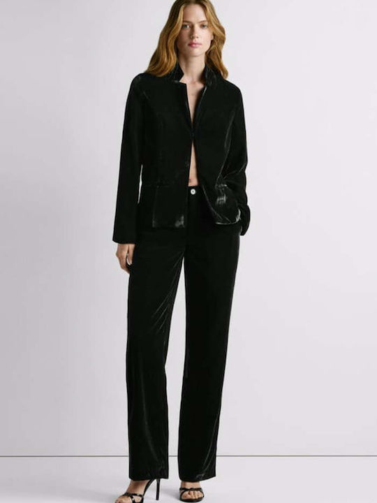 Pepe Jeans Damen Samt Blazer Schwarz