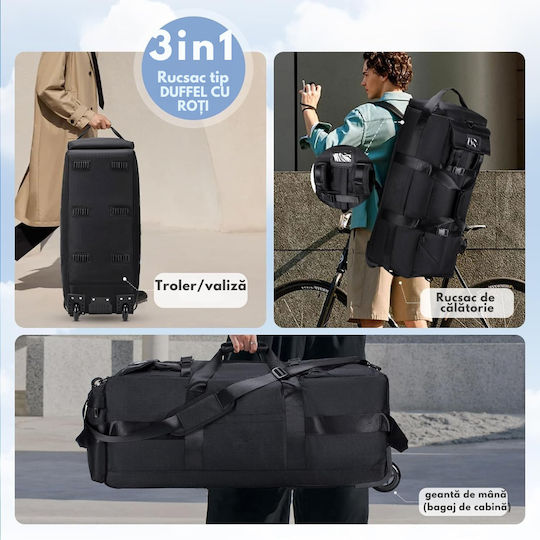 Sack Reise Rücken 85lt Schwarzes mit Rädern Stoff M85xB32xH34cm