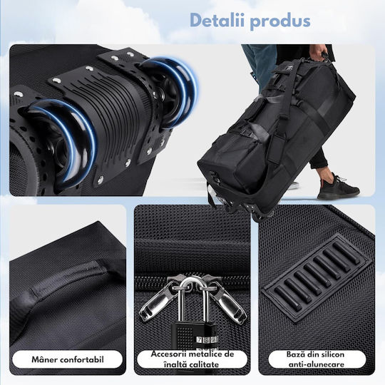 Sack Reise Rücken 85lt Schwarzes mit Rädern Stoff M85xB32xH34cm