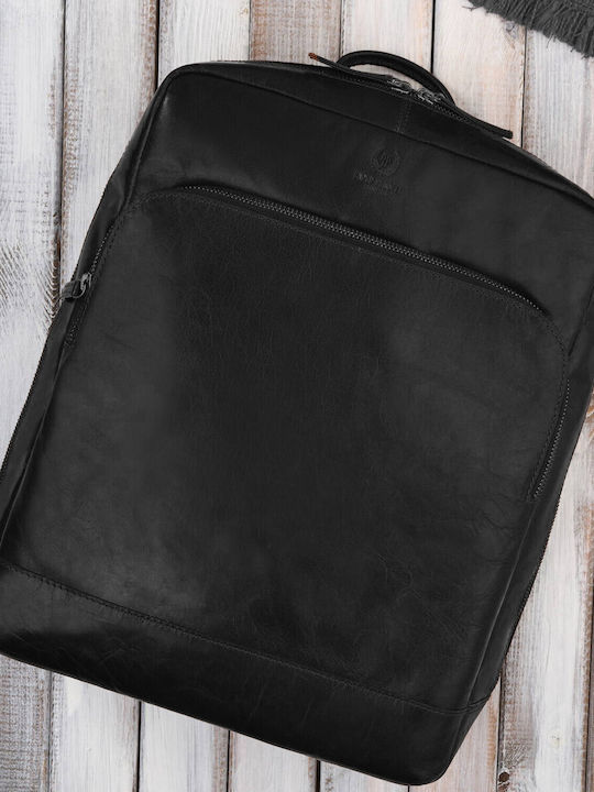 Rucsac Bărbătesc Vintage din Piele pentru Laptop Urban Negru Office la Colegiu Im-07-bl