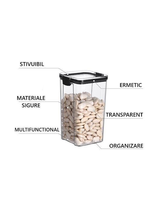 Alista Home Vază Cereale cu Capac Plastic Transparent 1300ml 1 Bucată