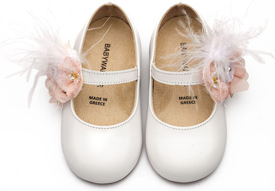Babywalker Christening Leather Pumps White-Pink