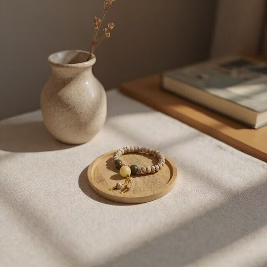 Alista Home Πιάτο Ρηχό Ξύλινο Μπεζ 15cm