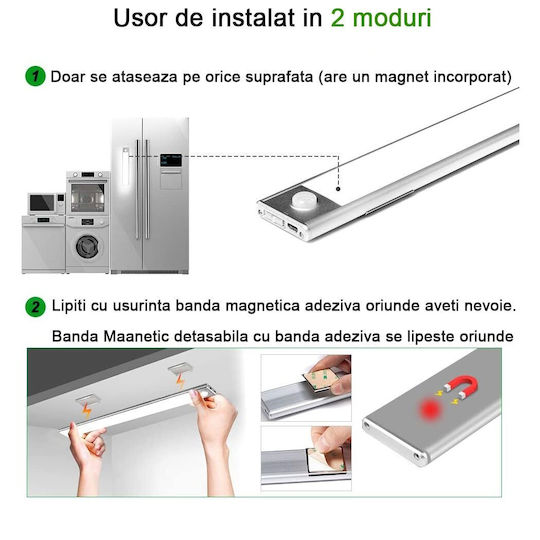 LED Iluminare Liniară De Perete Alb Cald 60cm