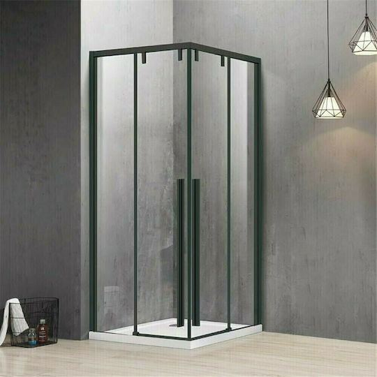Karag Santorini 100 Καμπίνα Ντουζιέρας με Συρόμενη Πόρτα 80x80x200cm Clear Glass Nero Karag Santorini 100 Καμπίνα Ντουζιέρας με Συρόμενη Πόρτα 80x80x200cm Clear Glass Nero