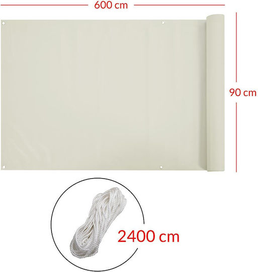 Bakaji Divider de Umbrire Bej cu Acoperire PVC 0.9x6m 450gr/m²
