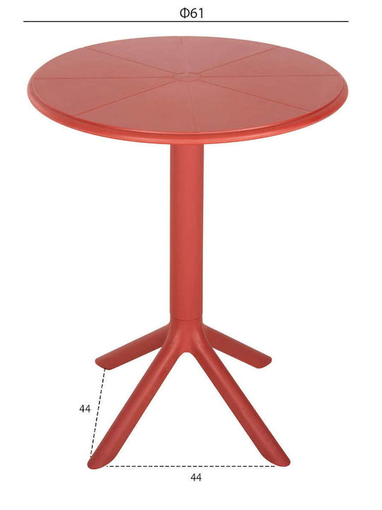 Garten- und Terrassentisch für kleine Räume aus Polypropylen Rot 61x61x77cm