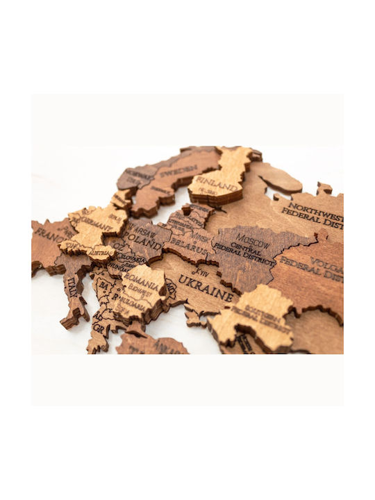 Ewa 3D Wall Decor World Wooden 100x55cm