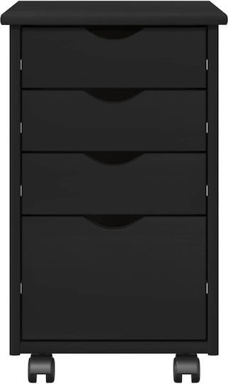 Bedside Table Made of Solid Black Wood 34x39x56cm