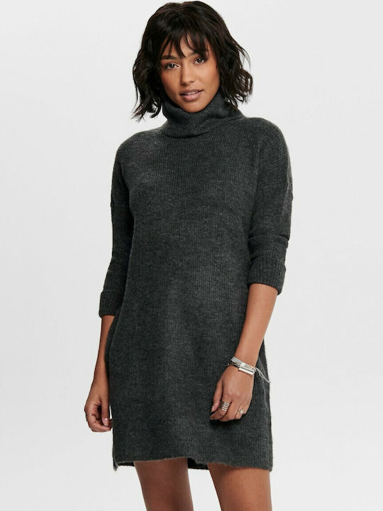Mini Dress Turtleneck Dark Grey