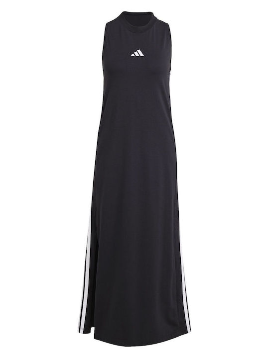 Essentials 3-Stripes Καλοκαιρινό Maxi Αθλητικό Φόρεμα Αμάνικο Black