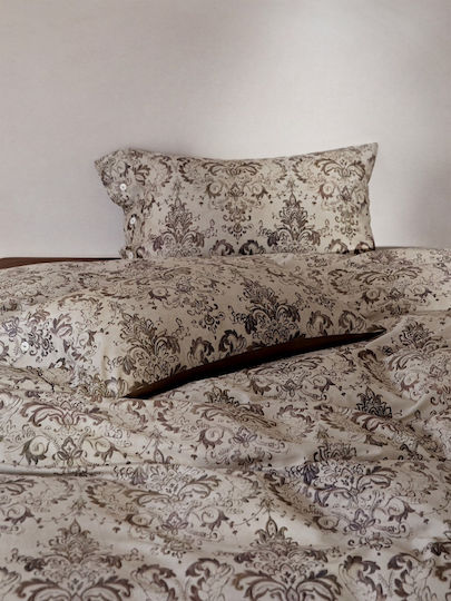 4 Seasons Collection Подредба Пликове За Завивки Памук Двойна 220x240см 2 Калъфки За Възглавници И 1 Чаршаф Сиво Шоколадово