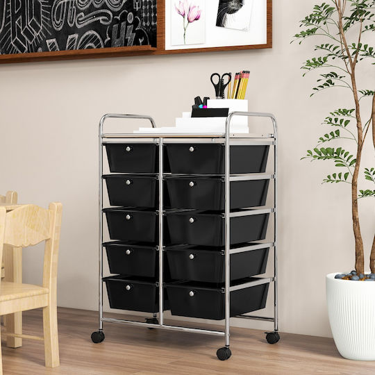 Costway Metal Kitchen Trolley Black