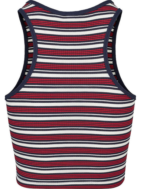 Women's Summer Crop Top Sleeveless Striped Red/Navy/White
