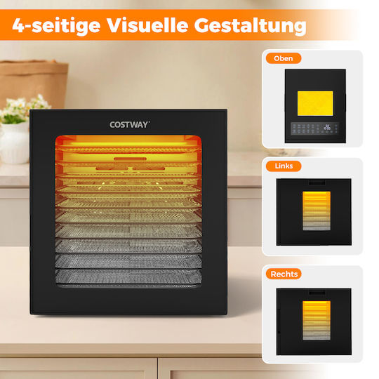 Costway Deshidrator De Alimente Cu 10 Rafturi Și Temperatură Reglabilă