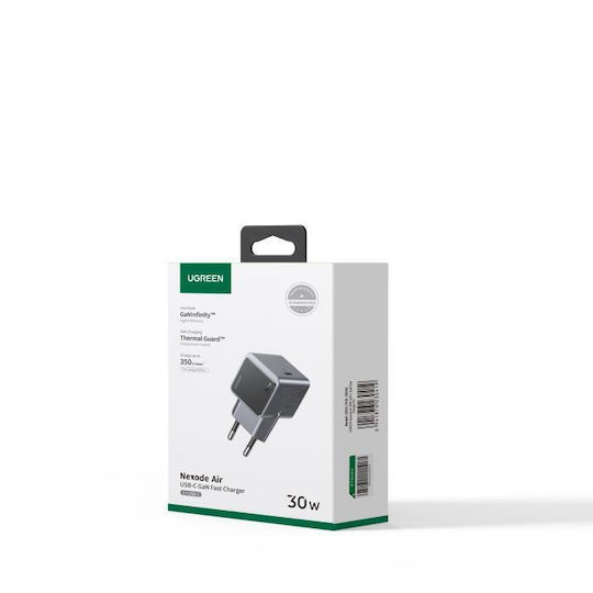 Ugreen Φορτιστής Χωρίς Καλώδιο GaN με Θύρα USB-C 30W Power Delivery / Quick Charge 3.0 Γκρι (Nexode S Χ503)