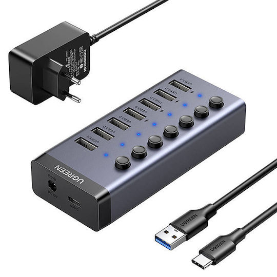 Ugreen Charging Stand with 7 USB-A Ports and Cable USB-C Power Delivery in Gray color (CM481)