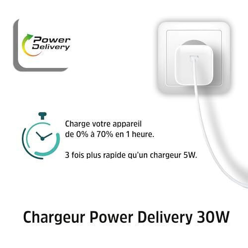Energizer Ladegerät ohne Kabel mit USB-C Anschluss 30W Stromlieferung Weißs (A30EU)