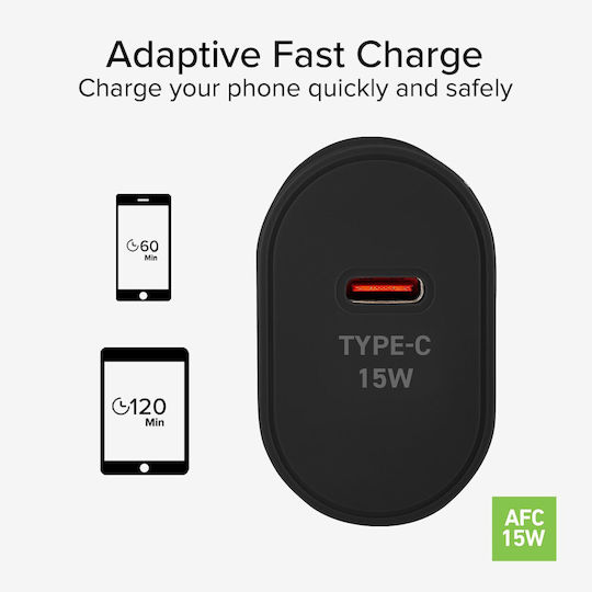 SBS SBS Handyladegerät Ohne Kabel mit USB-C Ausgangsanschluss 15W Stromlieferung Schwarz (TRC15W)