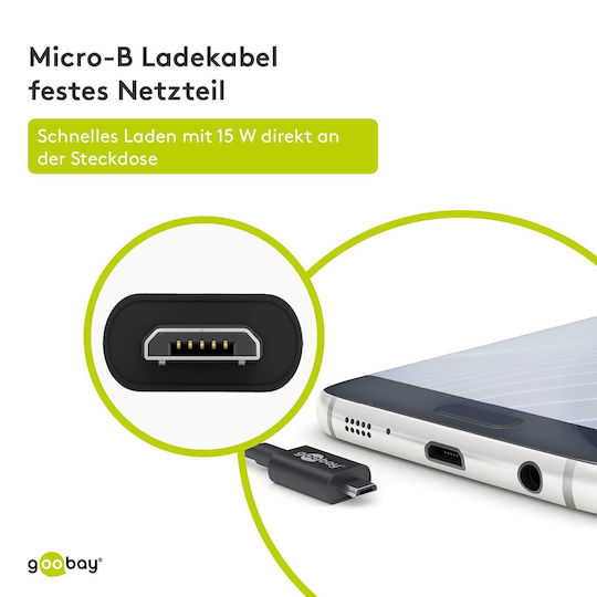 Goobay Φορτιστής με Ενσωματωμένο Καλώδιο micro USB Μαύρος (49603)