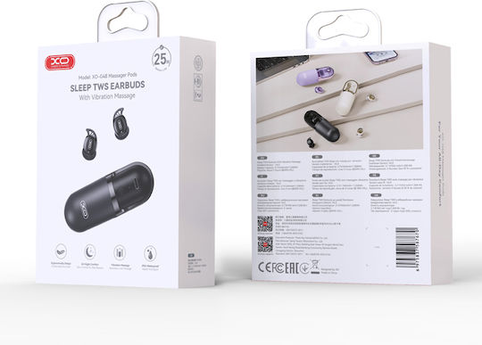 XO G48 Sleep In-ear Bluetooth Handsfree Ακουστικά με Αντοχή στον Ιδρώτα και Θήκη Φόρτισης Μαύρα