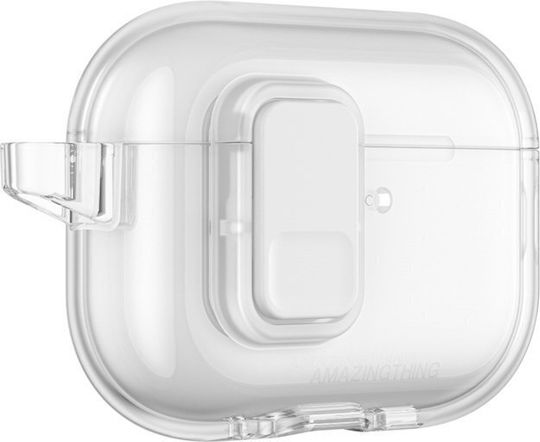 AmazingThing Minimal Click Case Silicone with Hook in Transparent color for Apple AirPods Pro 3