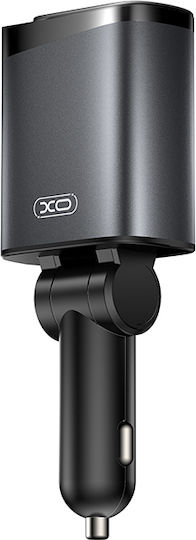 Auto-Ladegerät 108W mit Anschlüssen: 1xUSB 1xType-C mit Kabel Blitzschlag / Typ-C,TC-TC Schwarz Farbe