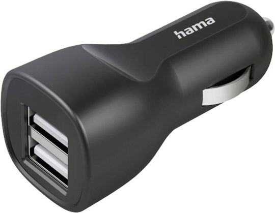 HAMA Автомобилен Зарядно Устройство 12W 2.4A с Портове 2xUSB-A