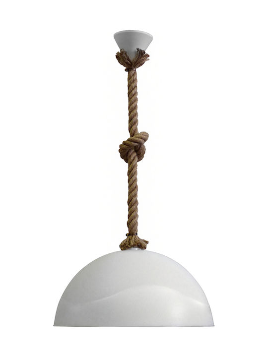 Heronia SFERA/36 1/L ROPE UT-WH Κρεμαστό Φωτιστικό Λευκό Καμπάνα με Ντουί E27 36x65εκ.