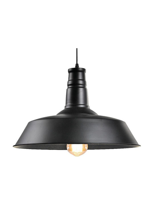 GloboStar Ray Hängelampe Schwarz Glocke mit Fassung E27 36x25cm.