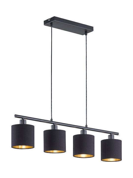 Trio Lighting Tommy Adjustable Black Ceiling Light Rail For 4 Bulbs E14 75x12x150cm