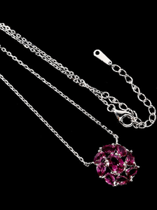 Silver Elegant Necklace Delicate Natural Rhodolite Garnets 925 Silver Elegant Necklace Delicate Natural Rhodolite Garnets 925