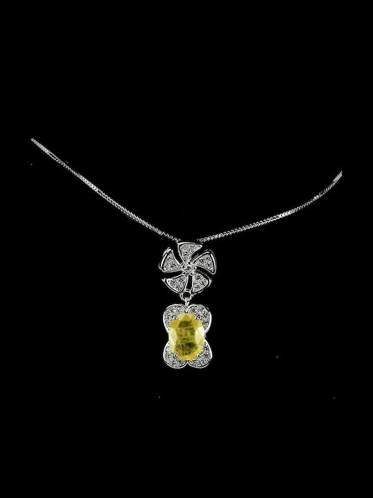Delicate Silver Necklace Natural Yellow Sapphire Delicate Silver Necklace Natural Yellow Sapphire