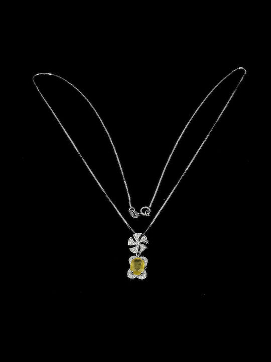 Colier Delicat Din Argint Cu Safir Galben Natural