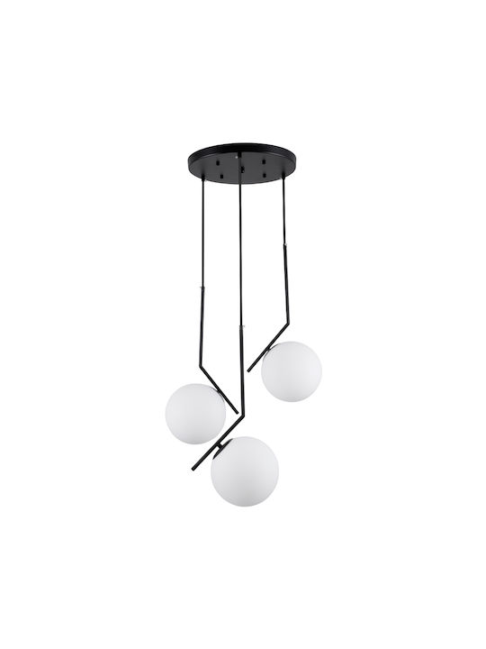 GloboStar Monroe Висящо Осветително Тяло Черен Топка с Цокъл E27 60x25x50см.