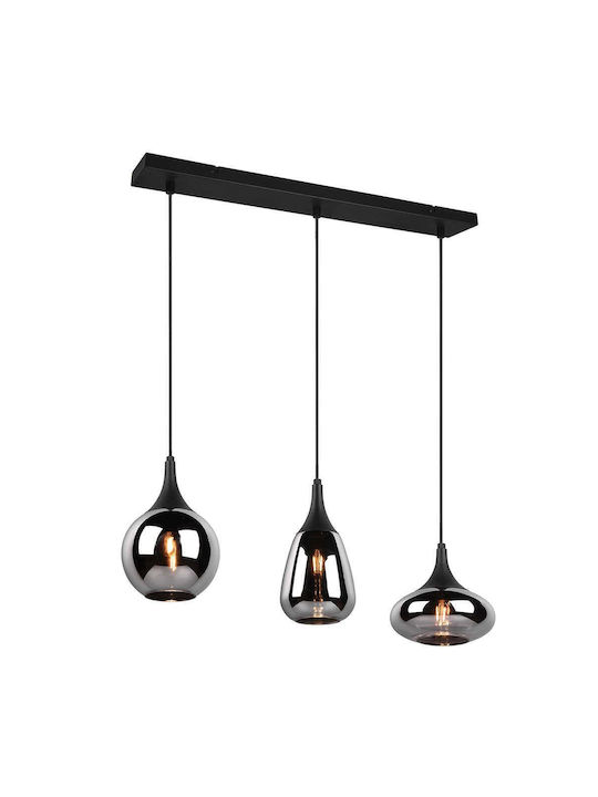 Trio Lighting Lumina Ρυθμιζόμενο Κρεμαστό Φωτιστικό Μαύρο Ράγα με Ντουί E14 69x8.5x150εκ.
