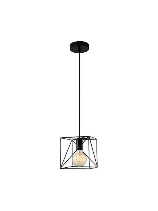 Stimeno Hängelampe Schwarz Raster mit Fassung E27 16x116x116cm.