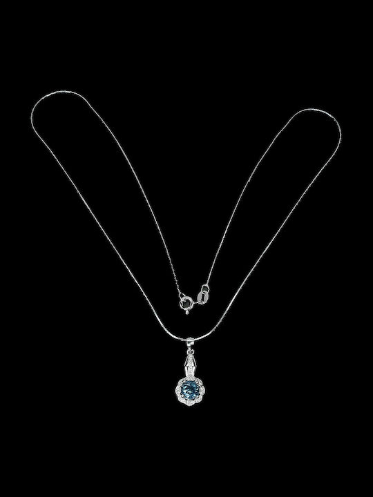 925 Silver Necklace London Blue Topaz Zirconia11