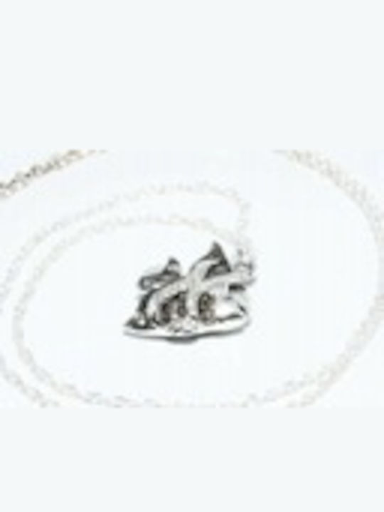 Silber Halskette 0.10ct Natürliche Diamanten Fisch