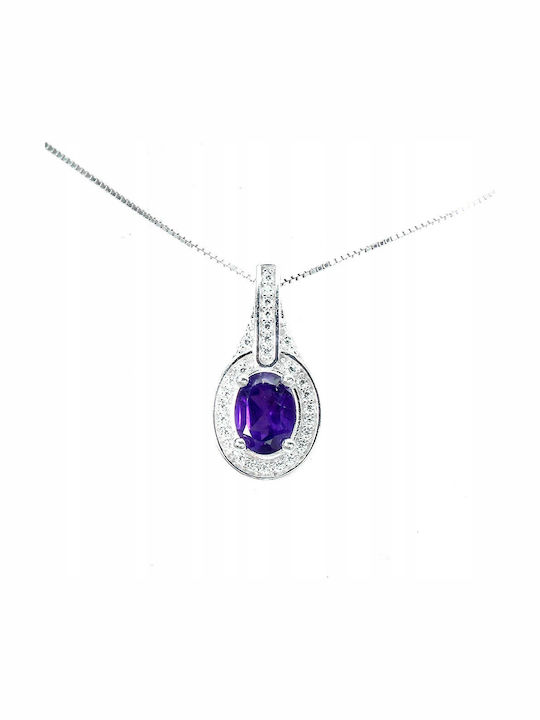 Natural Amethyst Zircon Silver Beautiful Necklace Natural Amethyst Zircon Silver Beautiful Necklace