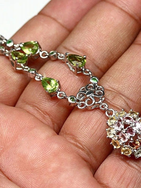 Colier Argint Olivine Safire Diopside