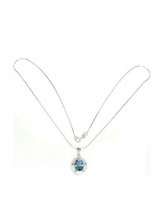 925 Silver Necklace London Blue Topaz Zircon 8 925 Silver Necklace London Blue Topaz Zircon 8