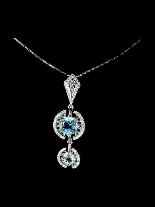 925 Silver Necklace Natural Sky Topaz Zirconia 925 Silver Necklace Natural Sky Topaz Zirconia