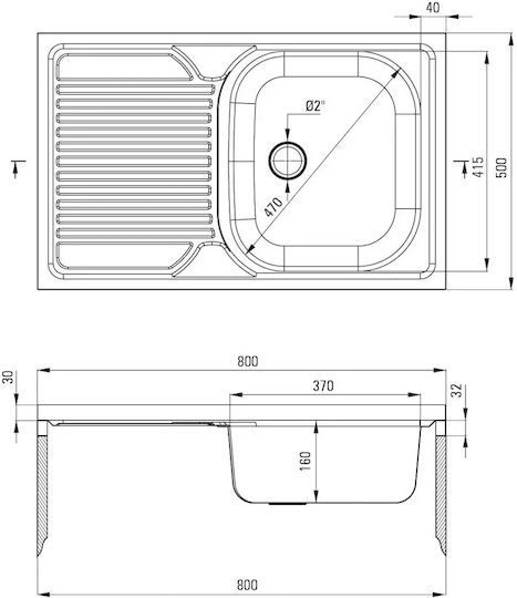 Deante ZM5_011L Ένθετος Αριστερός Inox Σατινέ Μ80xΠ50cm Γκρι Deante ZM5_011L Ένθετος Αριστερός Inox Σατινέ Μ80xΠ50cm Γκρι