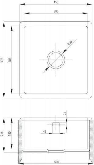 Deante Drop-In Küchenspüle aus Flüssigem Granit mit Wasserhahn M47.5xP45cm Weiß