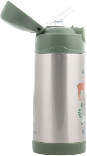 Stephen Joseph Kids Water Bottle Thermos Stainless Steel with Straw Non Spill Wild Child 350ml