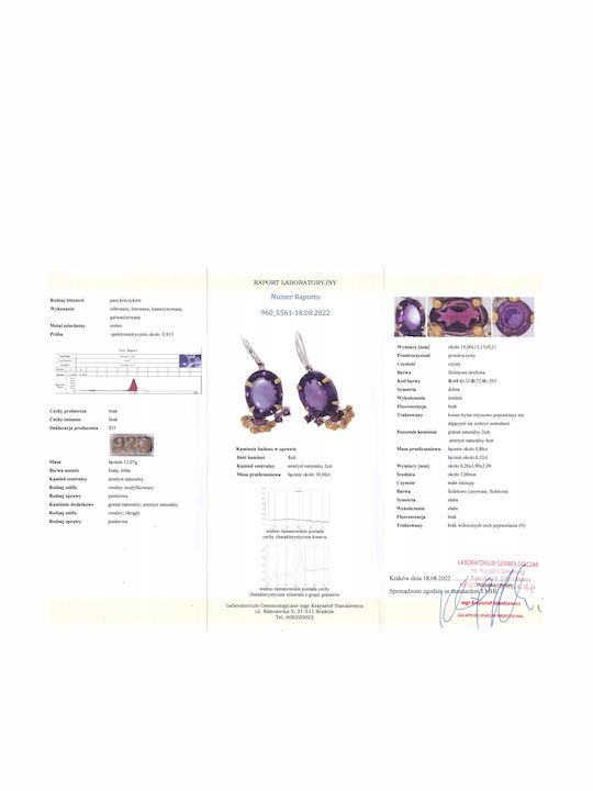 Amethyst Earrings 30ct Garnets Certificate
