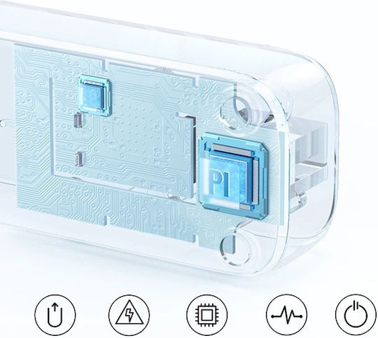 Ugreen Πολύπριζο Aσφαλείας 3 Θέσεων με 2 USB-A, 1 USB-C, Διακόπτη και Καλώδιο 2m