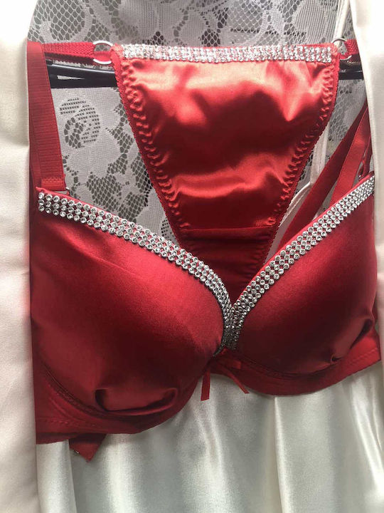 Fontana di Vita Set Lenjerie Intimă Sutien Cu Șir Roșu